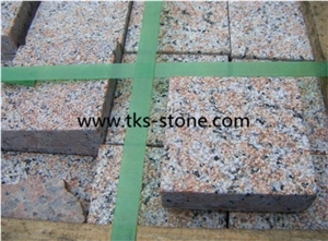 G562,Maple Red,China Red Granite Cobble Stone,Cube Stone