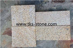 G682,Sunset Gold,Giallo Yellow,Gold Leaf China,Golden Cristal,Golden Crystal,Padang Golden Leaf,Golden Peach,Bush Hammered Granite Tiles