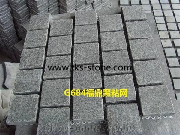 G684,Fuding Black,Padang Black,Absolute Black,Pearl Black Granite cobble stone,cube stone
