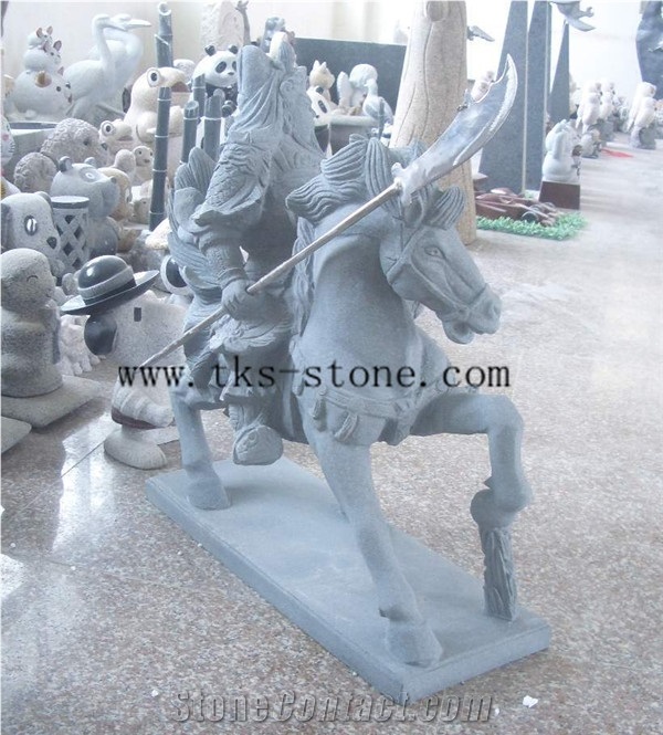 Guandi - Sword/Quan Cong/Historical Personage/ Three Kingdoms Granite Sculpture, Grey Granite Sculpture & Statue