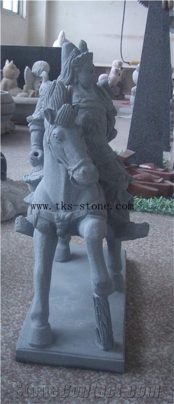 Guandi - Sword/Quan Cong/Historical Personage/ Three Kingdoms Granite Sculpture, Grey Granite Sculpture & Statue