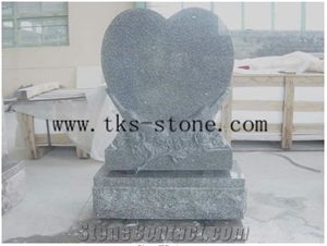 Heart Monument & Tombstone, G603 Grey Granite Tombstone