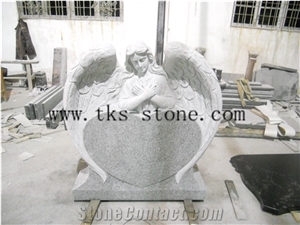 Heart Monument & Tombstone, G603 Grey Granite Tombstone