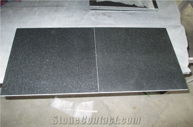 Hebei Black,China Black,Polished Thin Granite Flooring Tiles