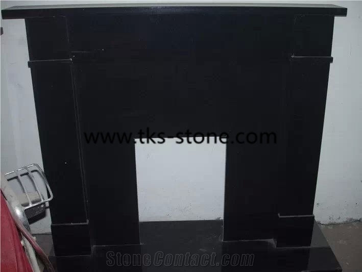 Hebei Black Granite Fireplace,China Black,Absolute Black Granite Fireplace