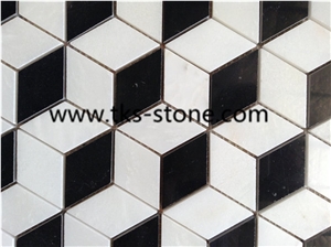 Mosaic Pattern,White and Black Mosaics,Carrara Marble Mosaics