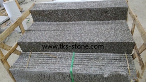 Polished G664 Granite Stairs & Steps,Majestic Mauve,Misty Brown,Purple Pearl,China Ruby Red,Bainbrook Brown,Tea Brown Granite Stair & Steps