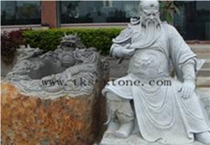 Quan Cong/Guandi - Sword/Historical Personage/ Romance Of the Three Kingdoms, Grey Granite Sculpture & Statue