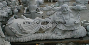 Religious Granite Statues & Sculptures /The God Of Wealth/Gods Sculpture, Grey Granite Statues