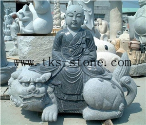 Religious Granite Statues & Sculptures /The God Of Wealth/Gods Sculpture, Grey Granite Statues