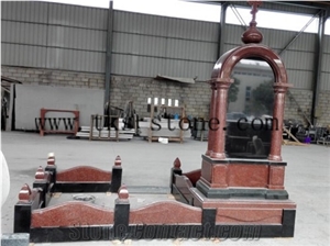 Shanxi Black &India Red Granite Monument & Tombstone,Family Monuments, Double Tombstone