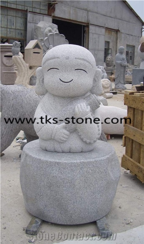 Sleeping Monk Sculptures&Statues,China Grey Granite Statues,Human Sculptures/Religious Statues,Little Monk Statues