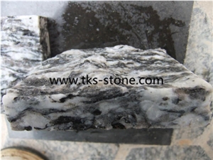 Spray white,Wave white,Sea wave flower granite cobble stone,granite cube stone