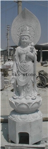 The Goddess Of Mercy/ China Grey Granite Religious Sculptures