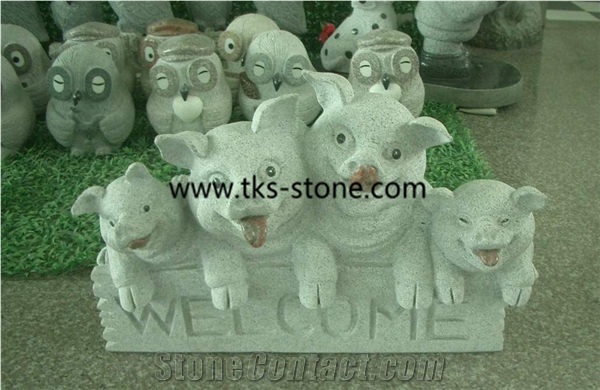 White Granite Sculptures & Statues,Carving in Granite/Chinese Carving/Hand Carving/Carving Art/Works Of Art/Animal Sculptures,Dog Art Work
