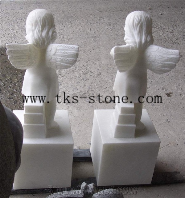 White Marble Western Angel Sculpture/cherub carving