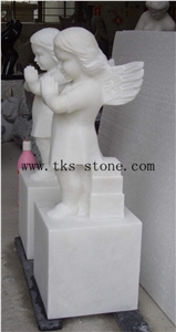 White Marble Western Angel Sculpture/cherub carving