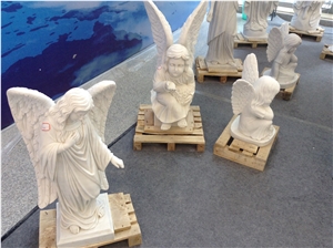 White Marble Angel Sculpture,Customized Stone Marble Sculpture, Cute Angel Sculpture for Garden