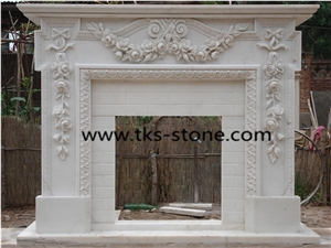 White Marble Fireplace,Fireplace Mantel,Natural Stone White Marble Fireplaces
