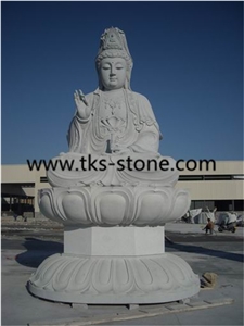 Wholesale White Marble Female Buddha Statues & Guanyin Statue ,Sitting Guanyin Buddha Stone Statue,Handcarved Sculpture, Sculpture Granite Statues