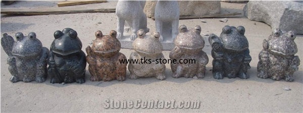 Yellow Granite Frog Sculptures & Statues,Frog Carving/Animal Sculptures,Granite Frogs Animals