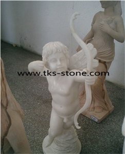 Yellow Marble Angel Girl, Yellow Marble Sculpture & Statue,Handcarved Sculptures,Religious Sculptures,China Han White Marble Angel Sulpture