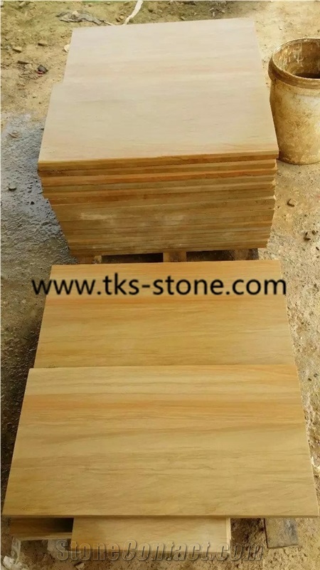 Yellow Wooden Sandstone Tiles & Slabs,China Yellow Sandstone