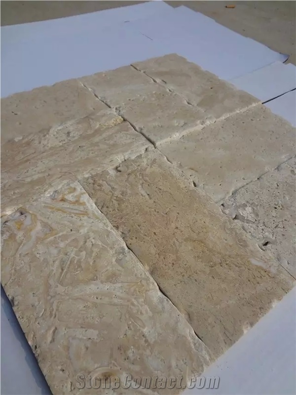 Beige Travertine French Pattern with Antique Finished Chipped / Chiseled Edge,More Designs & Products Are Available