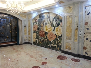 Background Wall Rose Garden Marble Tile Wall Panel