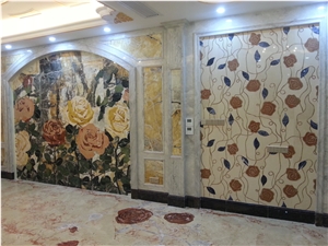 Background Wall Rose Garden Marble Tile Wall Panel