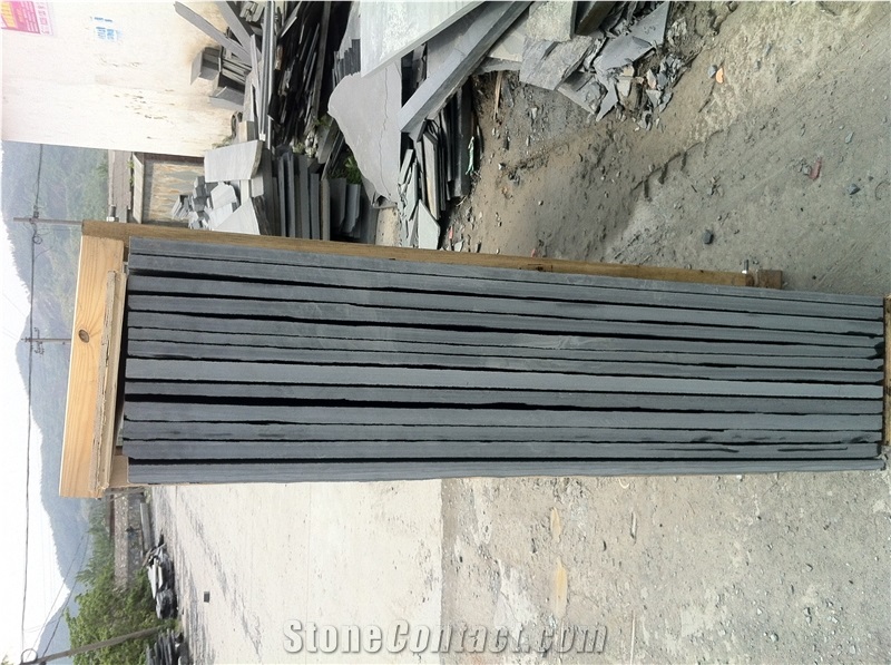 China Black Slate Slabs & Floor Tiles,Nero Riven Black Slate Slabs