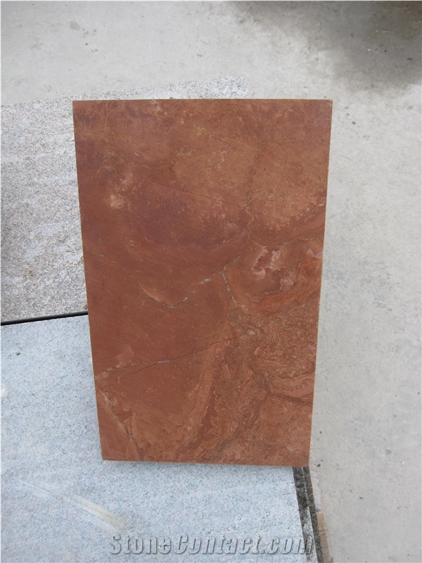 China Sunset Red Limestone Tiles /Coral Stone Floor Covering Tiles Antique Surface Sunset Color