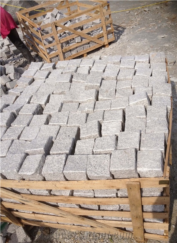 China White Granite Cube Stone/Light Grey Cobble Stone for Exterior Garden Stepping Pavers