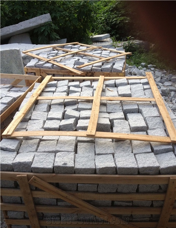 China White Granite Cube Stone/Light Grey Cobble Stone for Exterior Garden Stepping Pavers