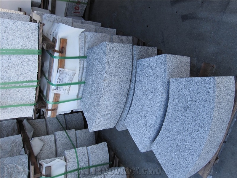 China White Granite Fine Picked Kerbstone Corner,China Light Grey Granite Kerbs/Curbs for Outside Road Stone
