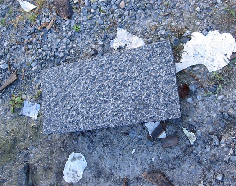 G654 Black Grey Granite Bush-Hammered Deck Pavers Exterior Pattern Cobble Stone