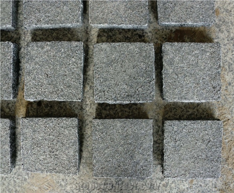 G654/China Impala Black Granite/China Seasame Black Granite Flamed Dark Grey Granite Cube Stone,Cobble Stone for Exterior Pattern Floor Pavers