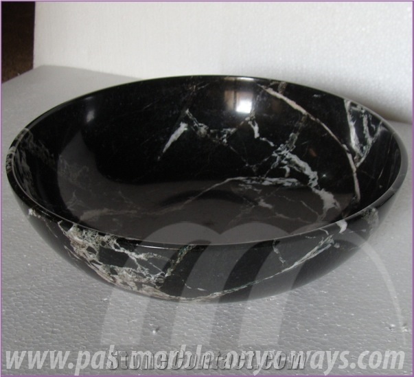 Bowl Black Zebra Marble