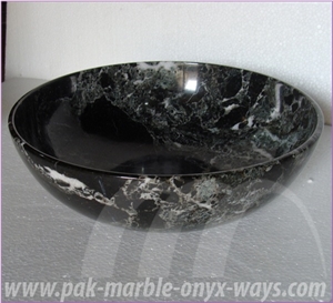 Bowl Black Zebra Marble