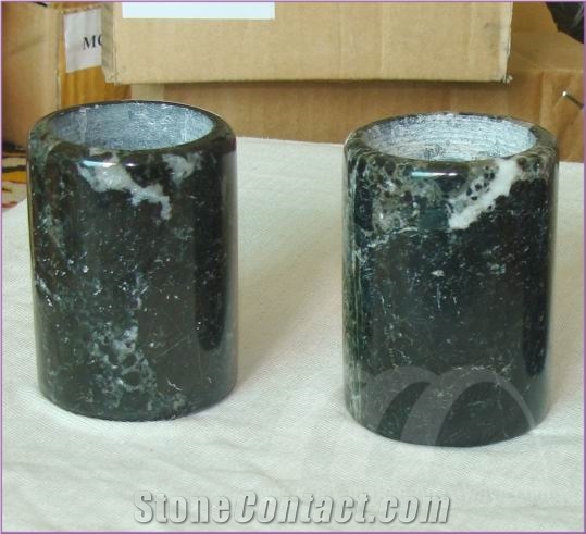 Candle Stand Black Zebra Marble