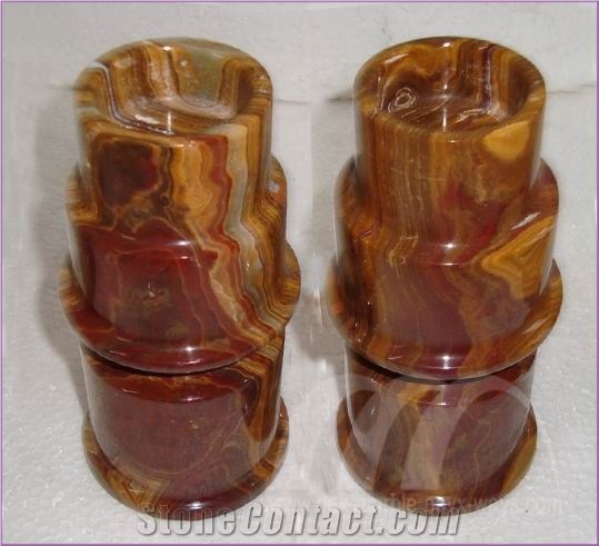 Candle Stand Onyx, Multicolor Red Onyx Home Decor