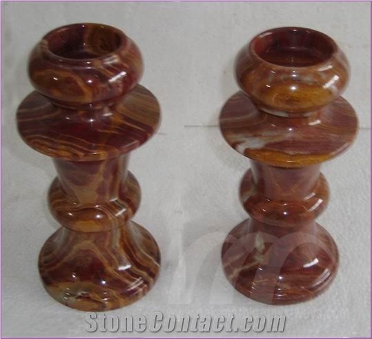 Candle Stand Onyx, Multicolor Red Onyx Home Decor