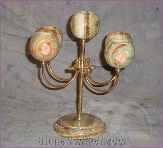 Light Green Onyx Candle Holders