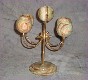 Light Green Onyx Candle Holders