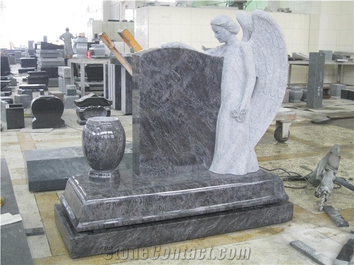 Bahama Blue Granite Angel Tombstones and Monuments