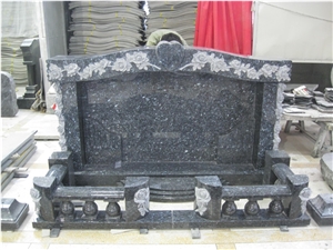 Blue Peark Granite Tombstone with Rose Carvings