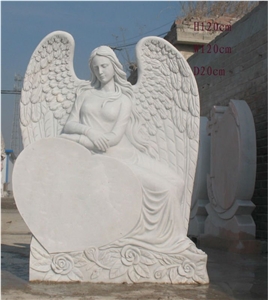 Mable Carved Angel with Heart Monuments