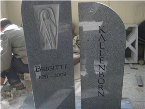 Mary Statue Engraved Tombstones, Blue Granite Monument & Tombstone