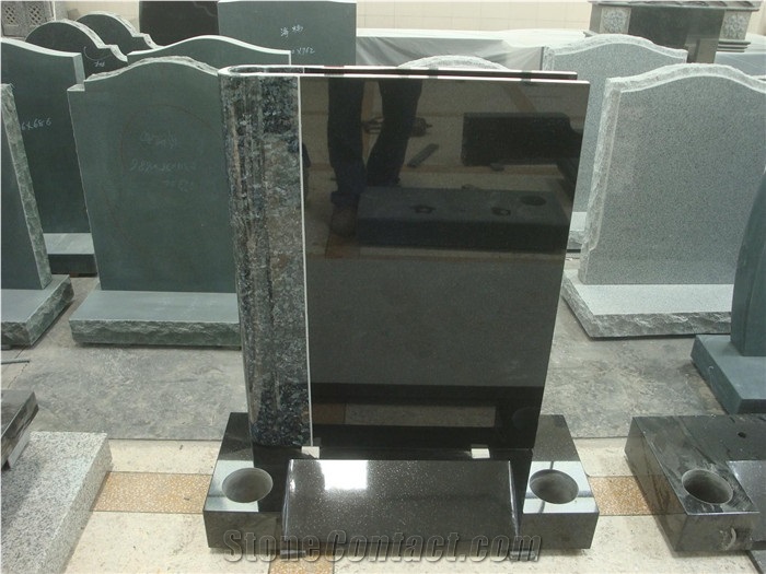 Shanxi Black Granite Book Shaped Headstone Design