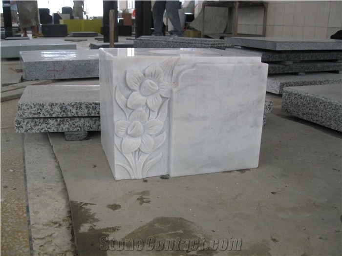Square Marble Cemetery Vases